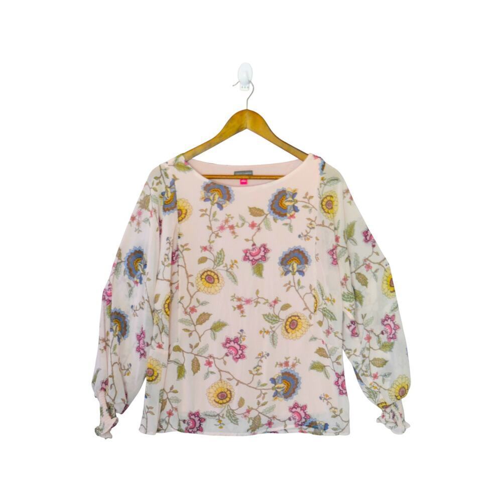 Vince Camuto Floral Peasant Blouse Long‎ Sleeve Boho Top Women’s Small